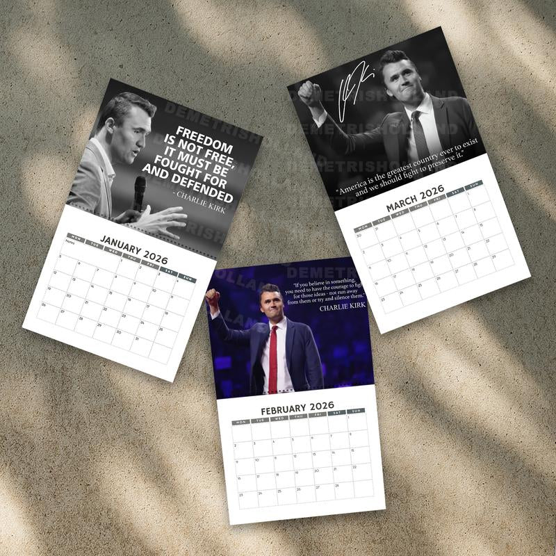 Wall Calendar 2026 Tribute Charlie Patriot, American Warrior Calendar, Human Rights Ativist Wall Calendar, Home Decor, New Year