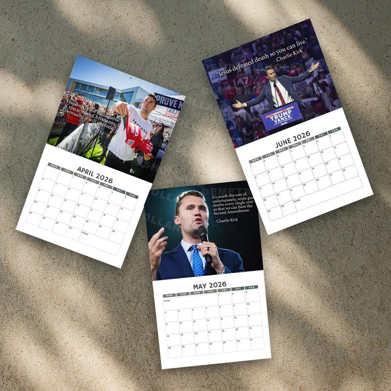 Wall Calendar 2026 Tribute Charlie Patriot, American Warrior Calendar, Human Rights Ativist Wall Calendar, Home Decor, New Year