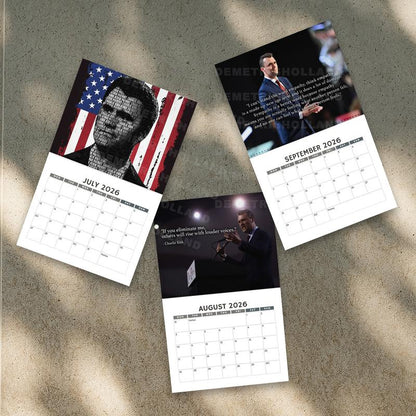 Wall Calendar 2026 Tribute Charlie Patriot, American Warrior Calendar, Human Rights Ativist Wall Calendar, Home Decor, New Year